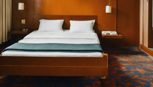  Kosmo Blaze Double Bed In Natural Teak Finish