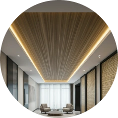 Fibre false ceiling designed to improve room acoustics