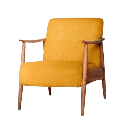 Armchair with wooden arms and soft seating