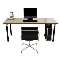 Spacious computer table with CPU tower & monitor riser