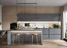 Modern G-shaped kitchen maximizing counter