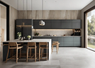 G-shaped kitchen featuring ample workspace