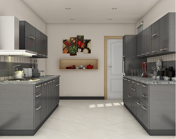 Modern galley kitchen design with ample storage