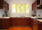 Compact U-shaped kitchen maximizing storage space