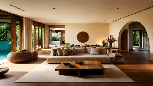 Contemporary Living Room Design With Grey Seating Area