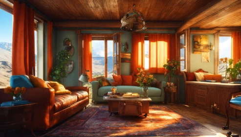 Stylish rustic living room with farmhouse touches