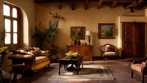 Rustic living room design with earthy tones