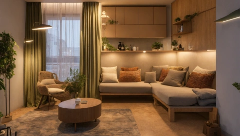 Modern Scandinavian living room with sleek decor and light colors