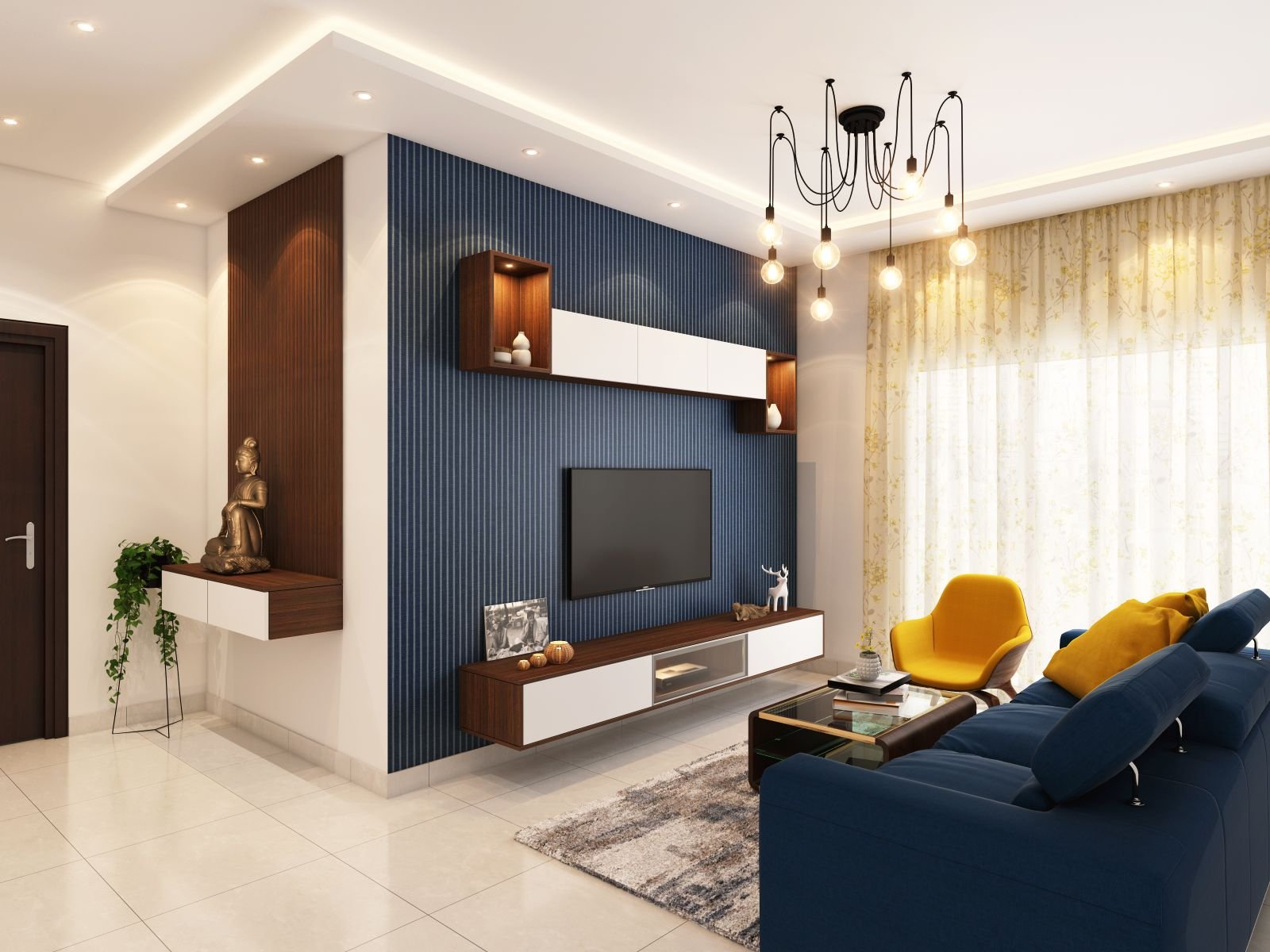 3 BHK Contemporary TV Wall Unit