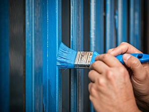 Close-up of metal enamel paint with a glossy finish