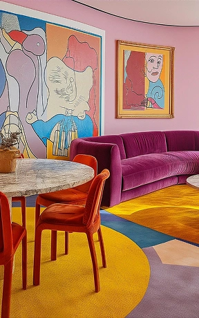 Modern wall with neutral tones and minimalist decor.