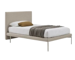 Wooden Single Bed with Sturdy Frame and Headboard